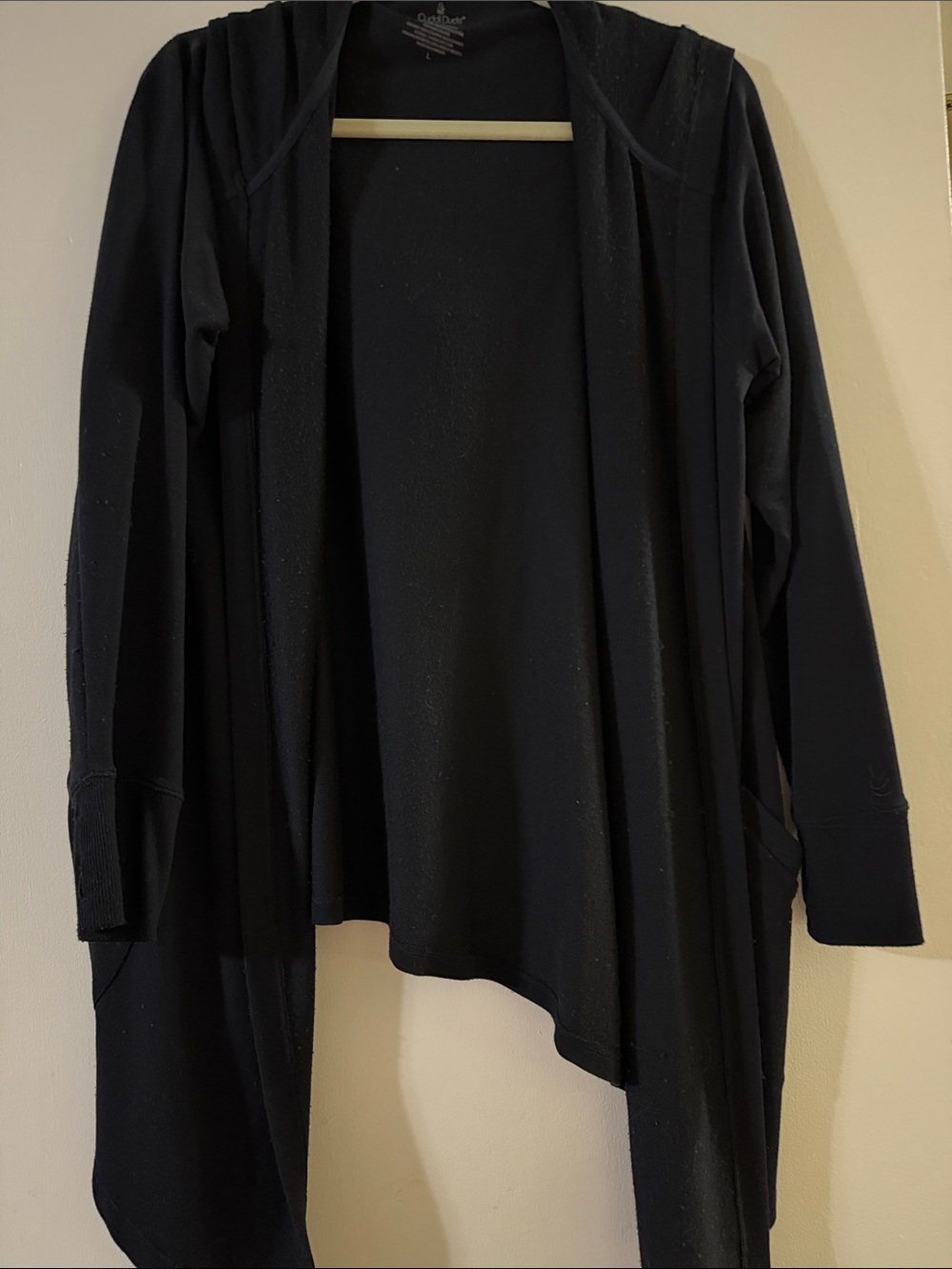 Cuddl Duds Black Open Front Hooded Cardigan